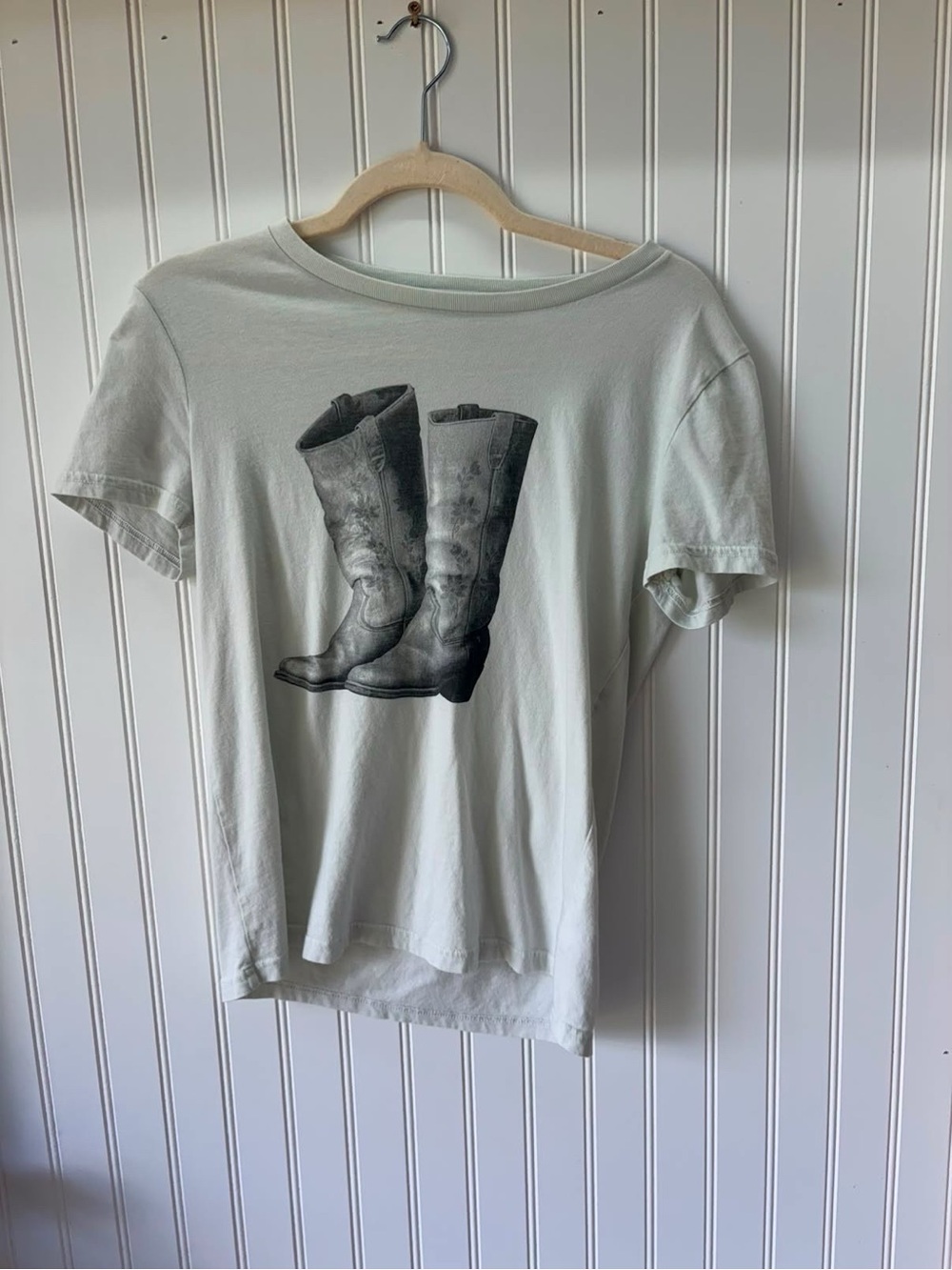 Lucky Brand Light mint western Cowgirl boots graphic Tee size xs